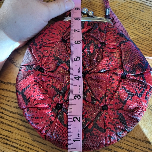 Vintage 80's Quilted Red Python Crossbody Purse - Picture 8 of 8